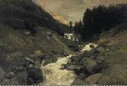 Charles-Francois Daubigny De waterval van de Mahoura, Cauterets. oil painting on canvas